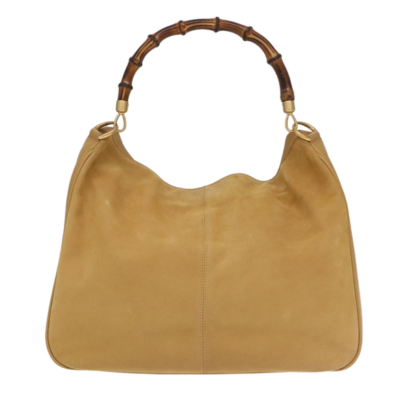 GUCCI Bamboo Hand Bag Leather 2way Beige Gold 001 14 1577 Auth bs19044 - Picture 13 of 16